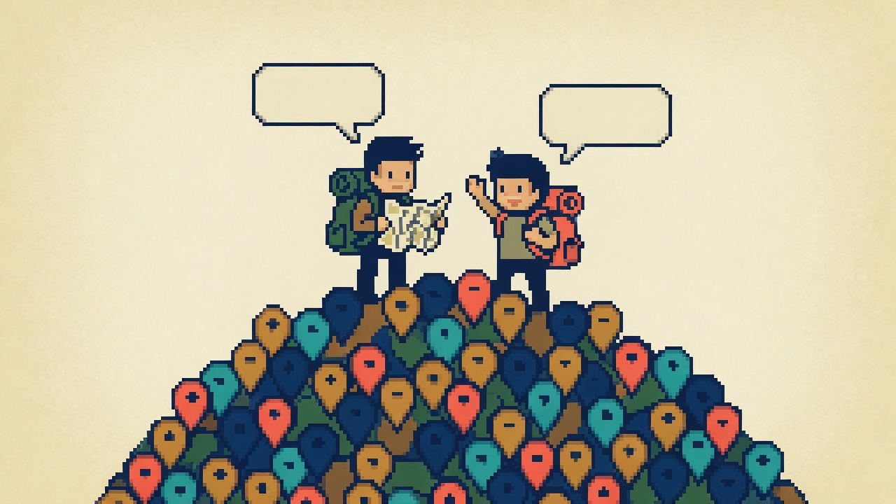 Every pin is public. Tap a username to meet them.