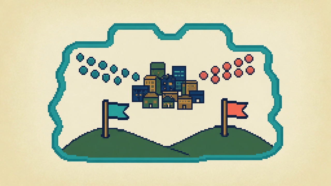 The team with the most fort hexes in a city or state controls it.